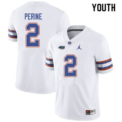 Youth Florida Gators #2 Lamical Perine NCAA Jordan Brand White Authentic Stitched College Football Jersey HWF0862XF